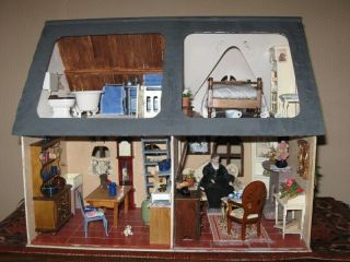 European Handmade OOAK Wooden Doll House with Miniature Accessories & Furniture 5