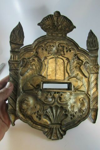 Antique Judaica Vienna 19T Torah shield Tas silver plate synagogue Museum LISTED 12