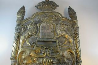 Antique Judaica Vienna 19T Torah shield Tas silver plate synagogue Museum LISTED 4