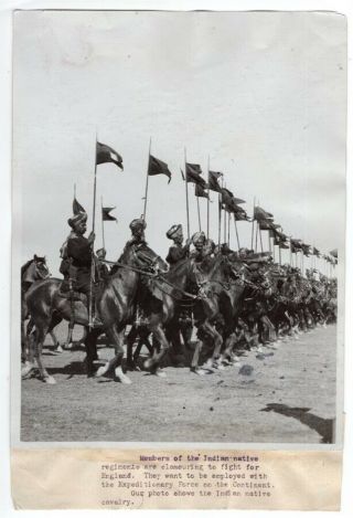 1914 Indian Native Cavalry To Be Deployed With Bef In France 6.  5x8.  5 News Photo