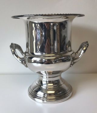 Vintage Silver Plate Ice Bucket Trophy Urn Wine Chiller Champagne Cooler Leonard
