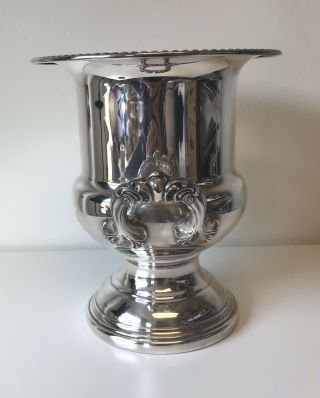 Vintage Silver Plate Ice Bucket Trophy Urn Wine Chiller Champagne Cooler Leonard 2