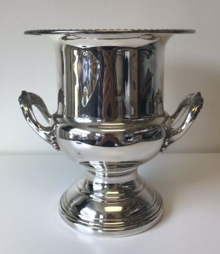 Vintage Silver Plate Ice Bucket Trophy Urn Wine Chiller Champagne Cooler Leonard 4