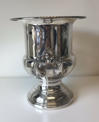 Vintage Silver Plate Ice Bucket Trophy Urn Wine Chiller Champagne Cooler Leonard 5