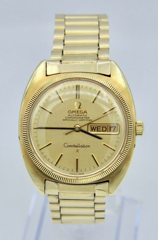 Vintage 1969 Omega Constellation Watch 14k Gold Filled Men 