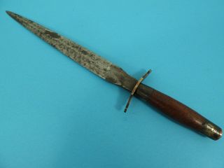 Antique Philippine Dirk - Dagger Knife With Wood Handle & Full Brass Guard