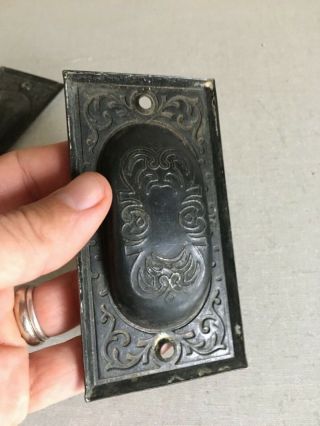Antique cast brass pocket door handles Hardware Eastlake Victorian Vtg Art Deco 8