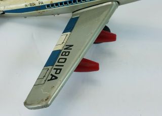 Vintage Pan Am Pan American N - 801 PA Clipper Meteor Tin Plane Toy Made in Japan 3