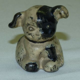 Vtg Antique Cast Iron Hines Pup Dog Figurine Paperweight Hubley Fido Painted