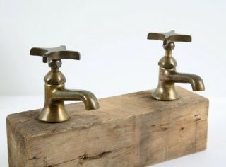 Two Vintage Brass Kohler Hot And Cold Water Faucet Fixture
