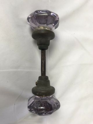 Vintage Crystal Purple Lavender Doorknobs Crystal Antique Set 2 Knobs