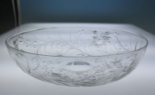 Abp Engraved 10 " Bowl Pairpoint Or Stevens & Williams Antique Cut Glass Crystal