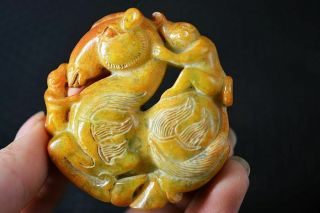 Delicate Chinese Old Jade Carved Horse/monkey Lucky Pendant 马上封侯 W67