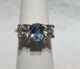 14K Antique Art Deco Aquamarine and Diamond Ring 3