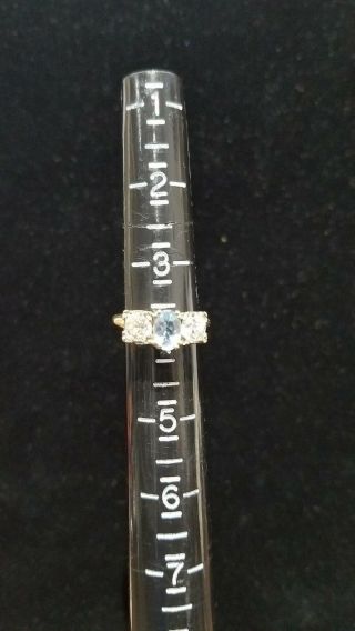 14K Antique Art Deco Aquamarine and Diamond Ring 8