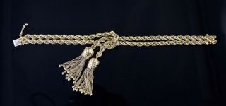 Vintage 14k Gold Tassel Rope Bracelet 45.  6g
