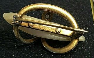 Antique Krementz 14k Gold Pearl Diamond Enamel Snake Brooch Pin - Art Nouveau 3