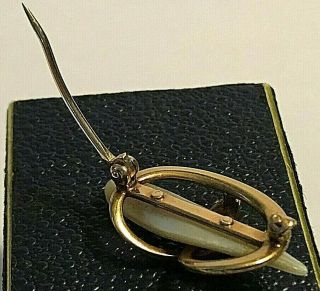 Antique Krementz 14k Gold Pearl Diamond Enamel Snake Brooch Pin - Art Nouveau 5