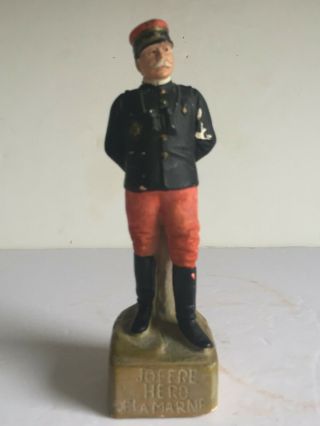 Antique Joseph Joffre Wwi French General Painted Figurine Signed 6 1/4 "