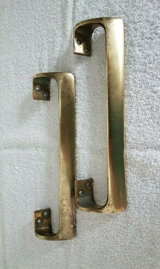 Pair Vintage Solid Brass Door Pull Handles