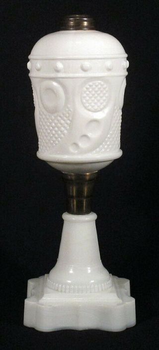 1880s Scarce Antique Aesthetic Milk Glass Kerosene Oil Lamp Victorian