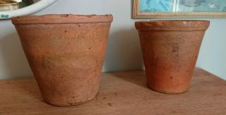 2 X Old Victorian Vintage Terracotta Plant Pots Garden Rare Medium Seedling Pots