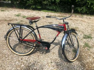 Antique 1952 Schwinn Black Phantom Bicycle Restored Vintage Cruiser Bike