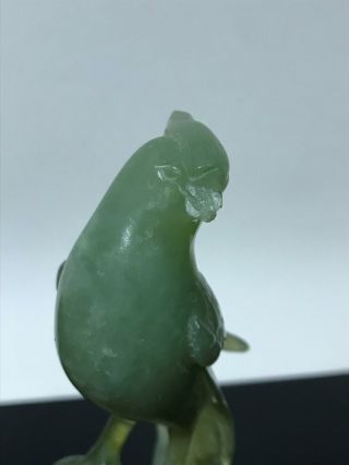 Vtg Rare Chinese Green Jade Bird Art Statue Sculpture 351g 2