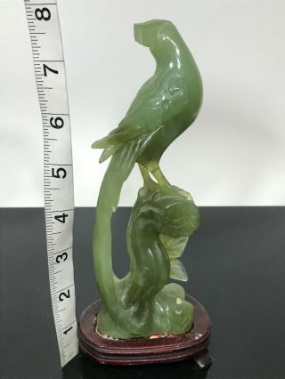 Vtg Rare Chinese Green Jade Bird Art Statue Sculpture 351g 3