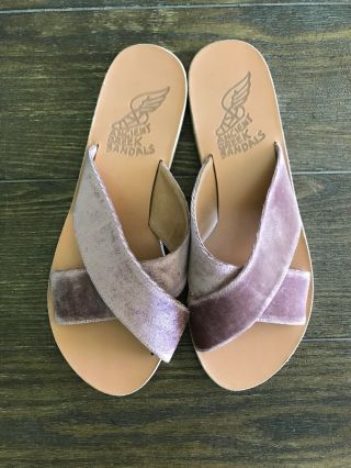 Nwot Women’s Ancient Greek Sandals Velvet Slide Sandals Blush Size 40 Us 10