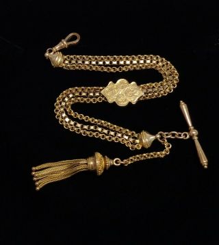 Antique Victorian Albertina Bracelet 9ct Gold With Tassel - Length 8 1/4in - 18.  1g