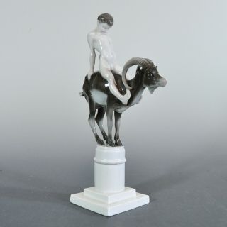 Antique Rosenthale Figurine Of Boy Riding A Goat - 1912 - 1914