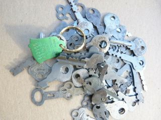 51 Antique / Old Vintage Flat Padlock Keys Many Makers