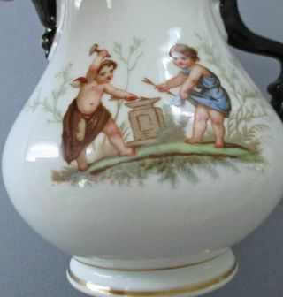 Antique French Porcelain SUGAR,  CREAMER Children SEASONS Scenery OLD PARIS 7