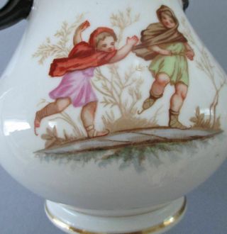 Antique French Porcelain SUGAR,  CREAMER Children SEASONS Scenery OLD PARIS 8