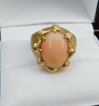 Antique Victorian 18k Gold Angle Skin Coral Ring Size 5.  5 9.  9 Grams