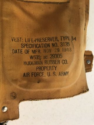 WWII US Air Force Mae West B4 Pneumatic Life Vest WW 2Airborne Paratrooper 1943 2