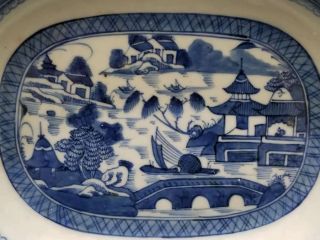 ANTIQUE CANTON BLUE & WHITE CHINESE EXPORT 10 1/2 