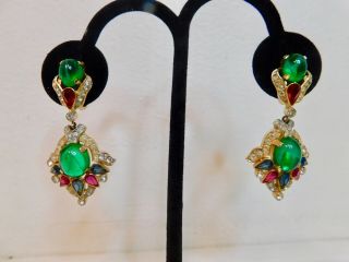 Vintage Crown TRIFARI Alfred Philippe Jewels of India Clip - On Earrings 2