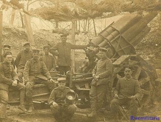 Port.  Photo: German Artillery Crew Posed W/ Their Bunkered Heavy Gun