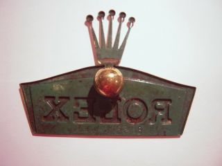 VINTAGE ROLEX GREEN DISPLAY STAND BIG CROWN 50S ' - 60S ' SWISS MADE FOR COLLECTIBLE 2