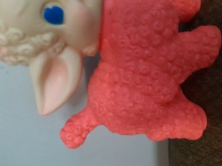 Vintage 1955 The SUN RUBBER Co Pink Baby Sheep Lamb SQUEAK Toy - 1950s 6