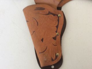 Child’s Vintage Cowboy Tooled Leather Western Double Holster Gun Belt 3