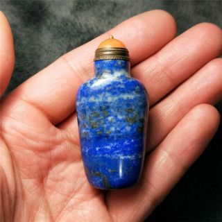 Collectable Ancient Natural Lapis Lazuli Top - Grade Old Exquisite Snuff Bottle