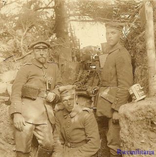 Port.  Photo: Frontline German Troops In Trenchline W/ Machine Gun; France