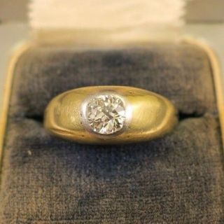 Mens 14k Gold 0.  92 Ct Gypsy Diamond Band Ring Wedding 7.  04 Grams Size 9 - 1/2