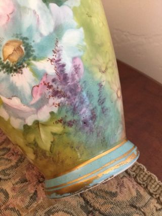 Antique Vintage Royal Bonn Hand Painted Vase Poly Chrome Floral 1890 - 1910 4