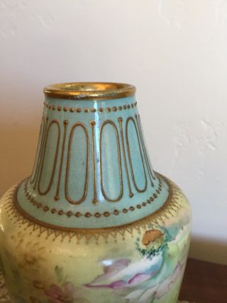 Antique Vintage Royal Bonn Hand Painted Vase Poly Chrome Floral 1890 - 1910 7