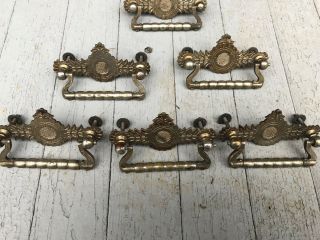 Antique Vintage Set Of 6 Old VICTORIAN Drawer Pulls Handles Furniture Hardware 3