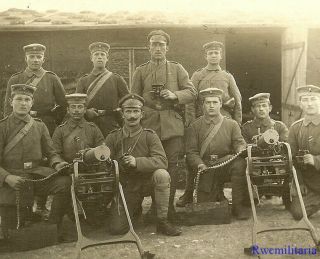 Port.  Photo: Deadly German Troops Posed W/ Their Mg.  08 Machine Guns